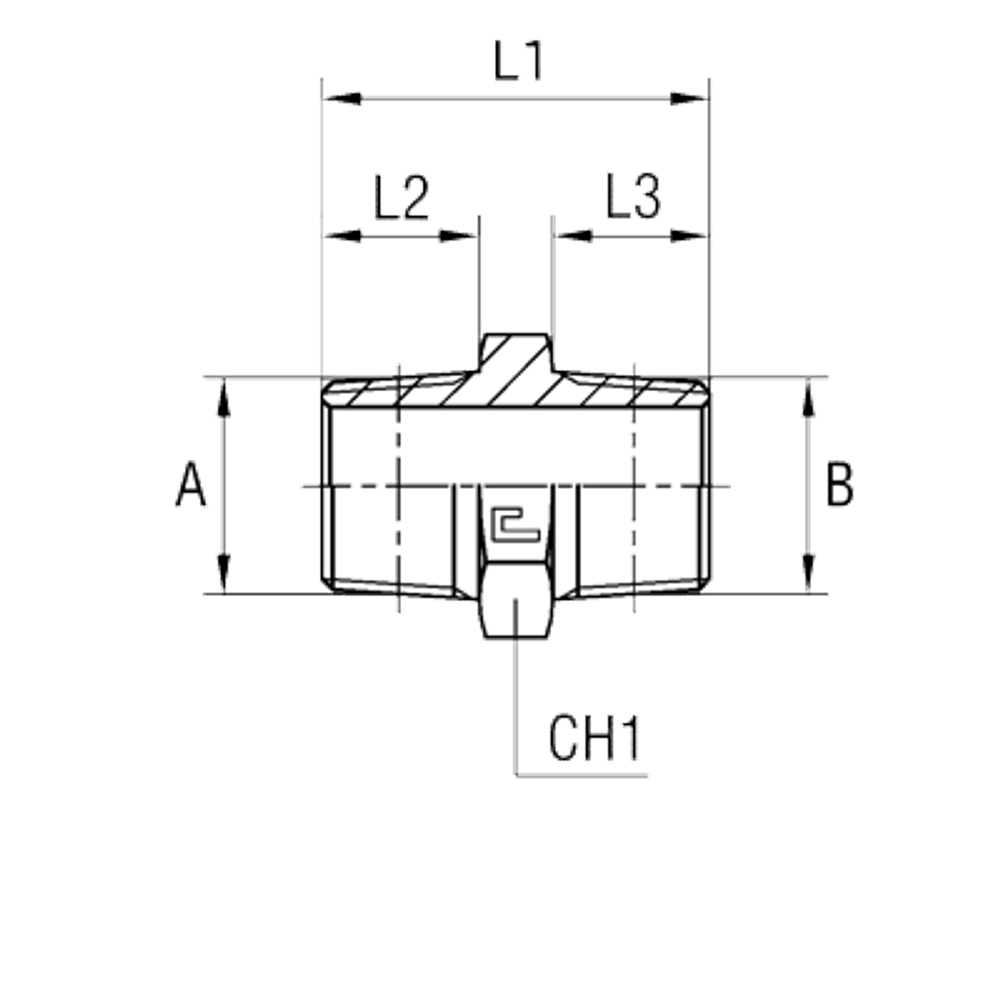 Соединение P NPT 1/2" NPT 1/4"