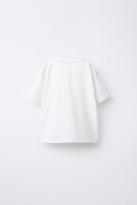 ZARA ФУТБОЛКА С ПРИНТОМ, БЕЛЫЙ