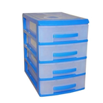 Мини комод 4х темно голубой/прозр