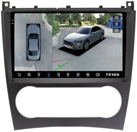 Магнитола для Mercedes-Benz C W203 2004-2007 - Teyes CC3-2K-360 на Android 10, 2K QLED, 6Гб+128Гб, CarPlay, 4G SIM-слот, 4 камеры в комплекте