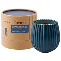 Свеча ароматическая с деревянным фитилём musk, rose & cedarwood из коллекции edge, синий, 60 ч