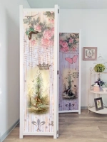 Ширма из массива дерева "Птички" 180см