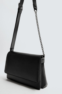 ZARA СУМКА ЧЕРЕЗ ПЛЕЧО С ЦЕПОЧКОЙ, ЧЕРНЫЙ