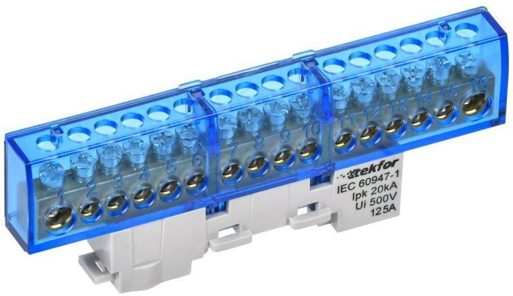 Шина нулевая N неизол. на универс. держ. 8х12-16-С TEKFOR IEK TF-NN20-16-DL-K07