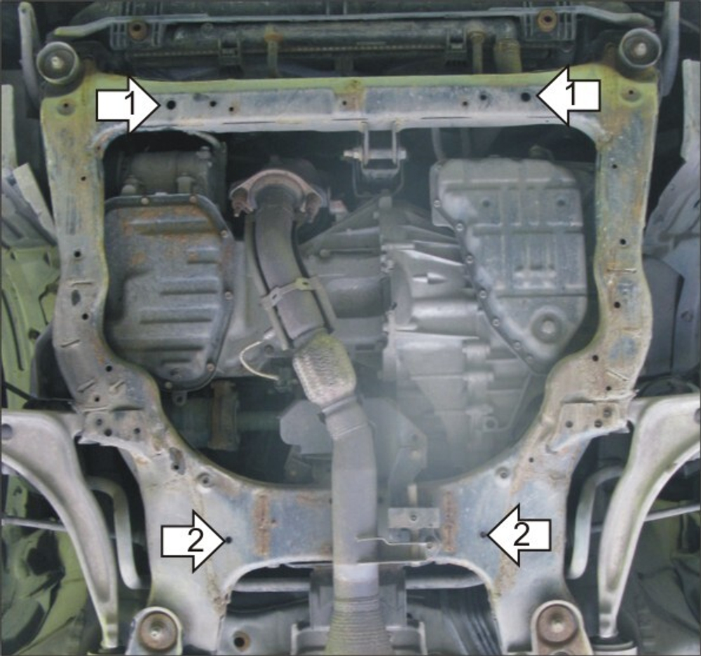 Усиленная защита Motodor картера двигателя, кпп. 2 мм, сталь. для Nissan Altima 2001-2006 арт.01416