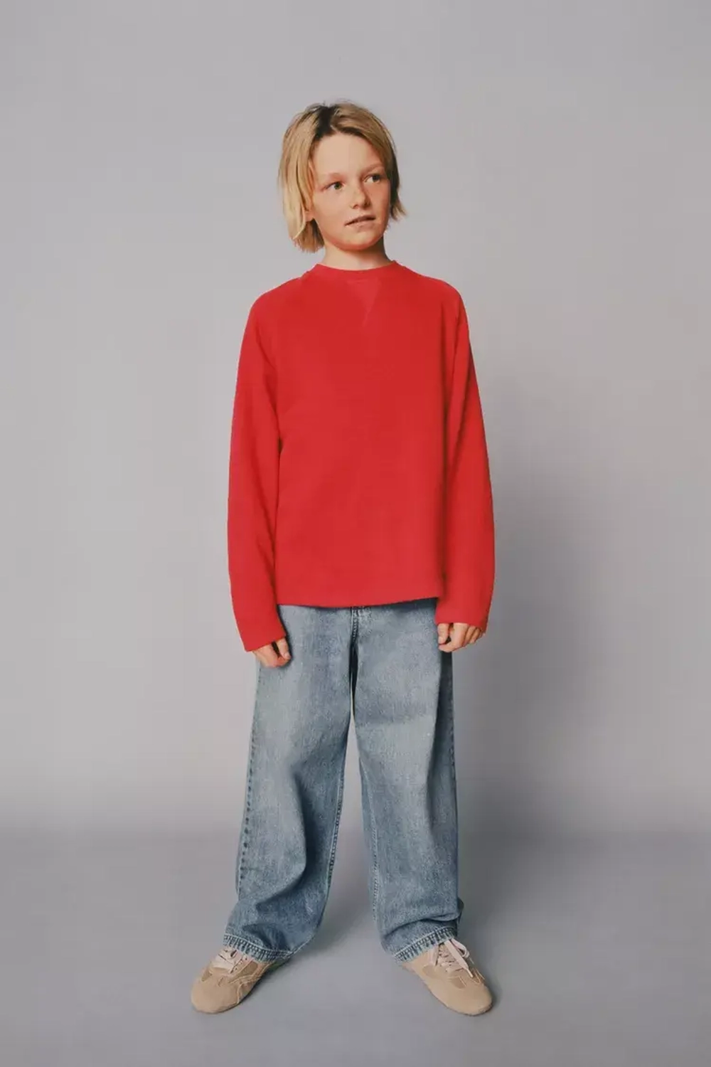 ZARA ЛОНГСЛИВ В РУБЧИК, КРАСНЫЙ