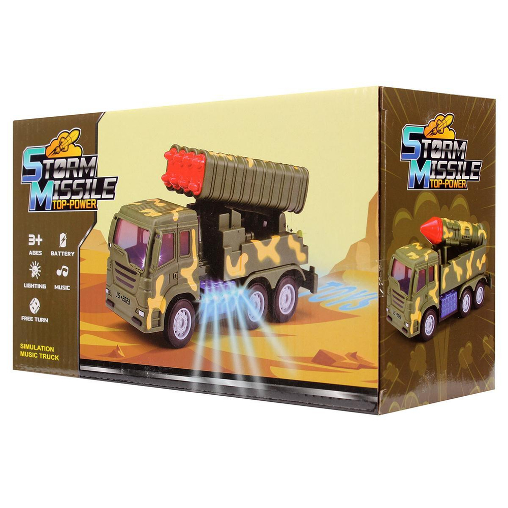 Машина Военная на бат. 24см, коробка 107-5