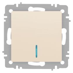 Выключатель Intro Accent 6-102-02 с подсветкой, 10А-250В, IP20, СУ, AL/CU, слоновая кость | Intro