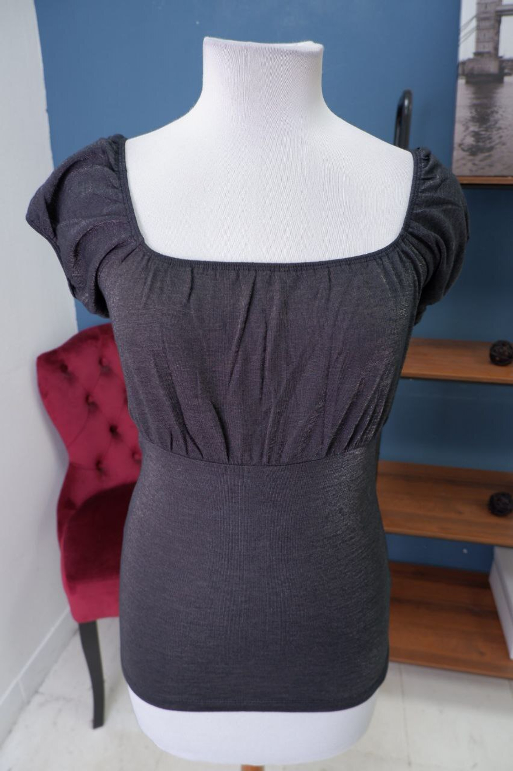 Блуза Ichi черная блестящая 46 размер