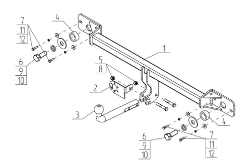Фаркоп на Lada Vesta(NG) SW, SW CROSS (2023-) (без электрики, паспорт/сертификат в комплекте) VAZ-72