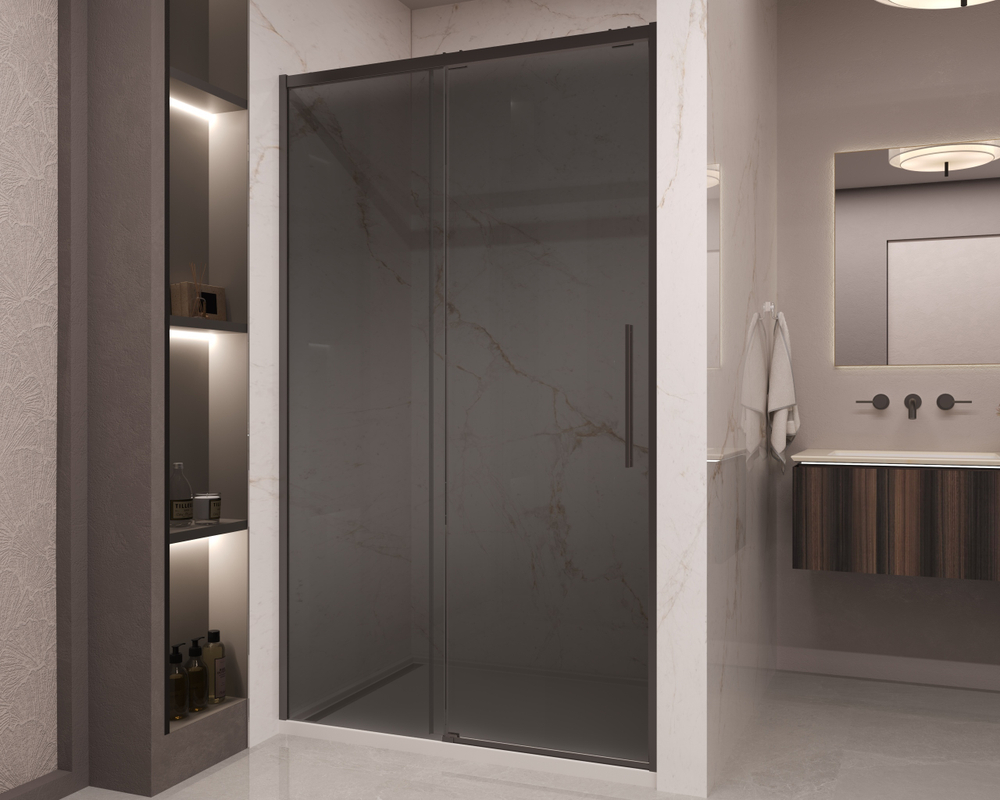 Душевая дверь Stella VDS-1ST120CGB, 1200, черный, стекло тонированное