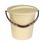 Ведро пластиковое с крышкой 14 л, бежевый / темно-коричневый,