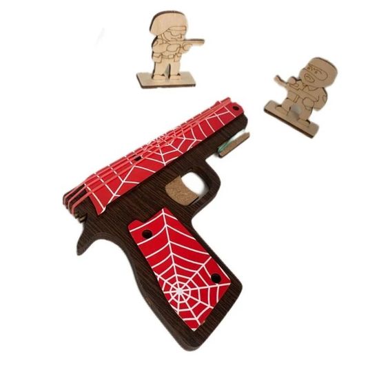 Деревянный Пистолет резинкострел с мишенью 19см