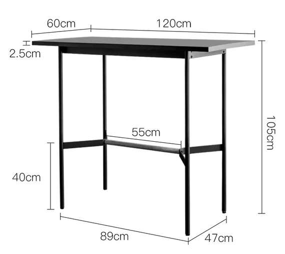 Барный стол Mont, 120х60х104 см, черный