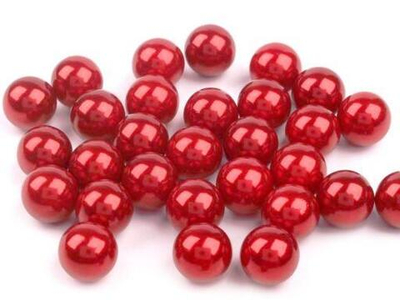 Бусины пластик. глянец цветные 10мм*25 гр.,т. красный