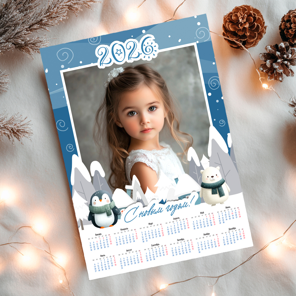 PSD-Шаблон календаря "Зимний"