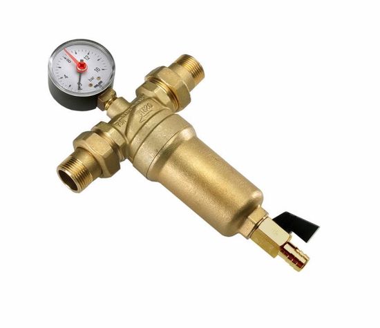 Самопромывной фильтр для горячей воды Tim 3/4" с манометром