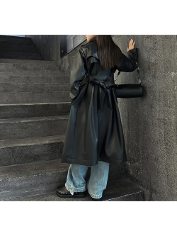 Тренч кожаный плащ