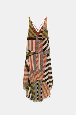 ZARA ПЛАТЬЕ С ПРИНТОМ ПЭЧВОРК, РАЗНОЦВЕТНЫЙ