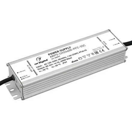 Блок питания ARPV-UH24400-PFC-55C (24V, 16.7A, 400W) (Arlight, IP67 Металл, 5 лет) 040977