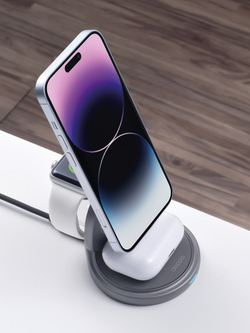 Зарядная станция Deppa 22 Вт 3 в 1 MagSafe Rotation QI складная, графит