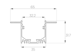 Профиль алюминиевый под шпаклевку LC-LPSH-3265-2 Anod