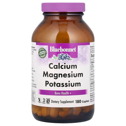 Bluebonnet Nutrition, кальций, магний и калий, 180 капсул