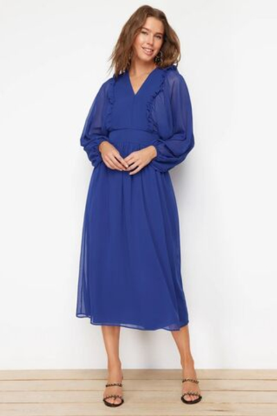 Сакс Тканое платье на шифоновой подкладке с минимальным рисунком TCTSS24EB00035