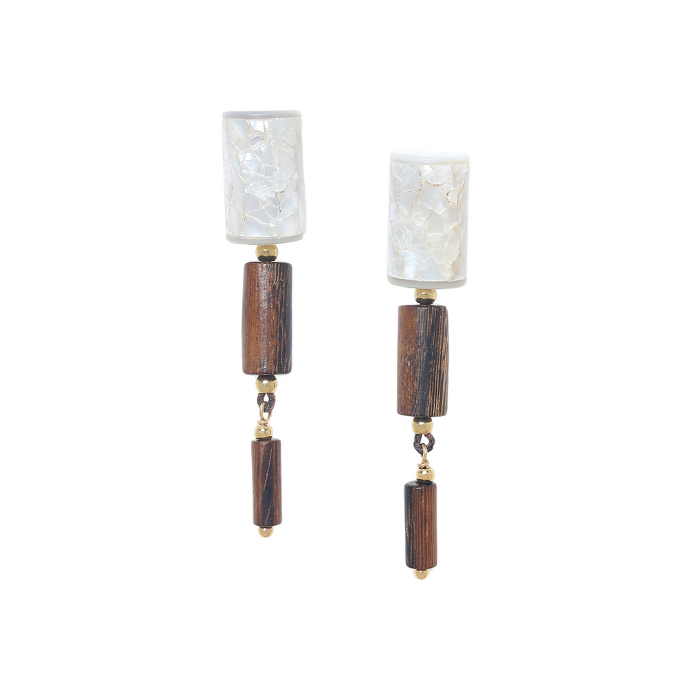 Серьги Nature Bijoux, Okawa, с перламутром и деревом роблес, NB26.1-12-90593 (коричневый)
