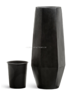 Кашпо TREEZ Effectory - серия Crystal - Высокий многогранник - Антрацит