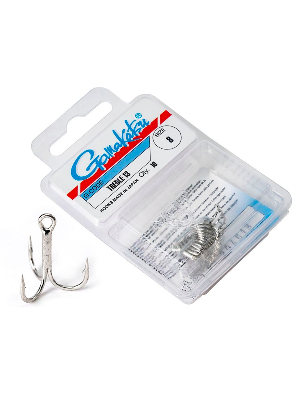 Крючки-тройники Gamakatsu 13N TREBLE HOOKS NICKEL размер 08 (упк.10шт.)