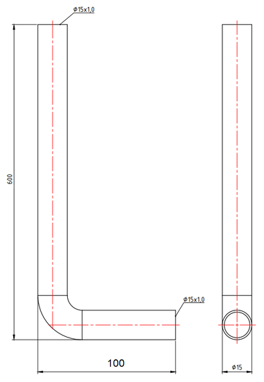 Отвод Valtec 15х100х600 мм безраструбный 90° (фитинги из нерж. стали серии VTi.960.I)