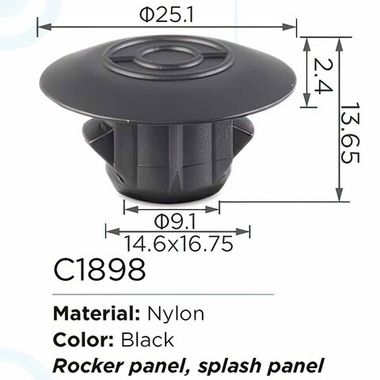 Клипса для крепления внутренней обшивки а/м Тойота пластиковая (100шт/уп.) Forsage клипса C1898(Toyota)