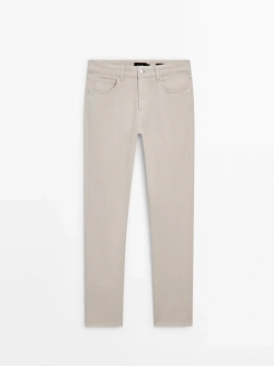 Massimo Dutti Зауженные брюки с отделкой под деним, серый