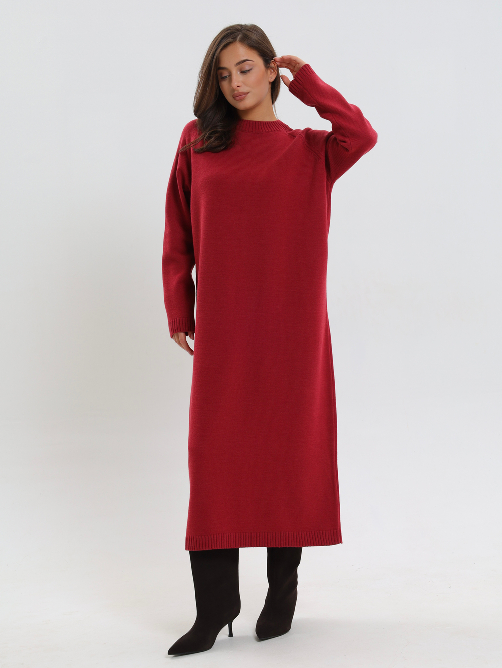 Вязанное платье длинное