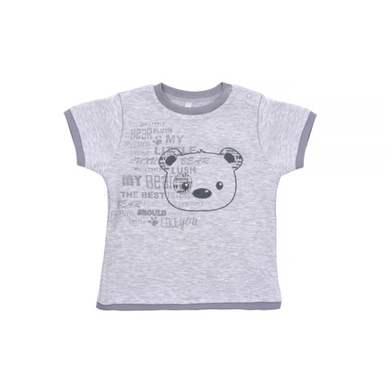 Футболка летняя серая с коротким рукавом с принтом