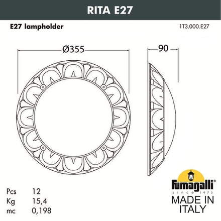 Уличное бра FUMAGALLI RITA 1T3.000.000.WYE27