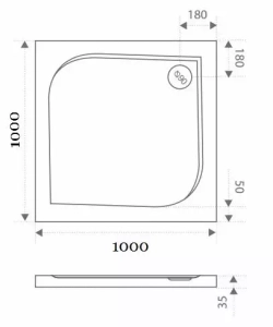 Душевой поддон Bas Квадро 100*100*3,5 грей (серый) без панели