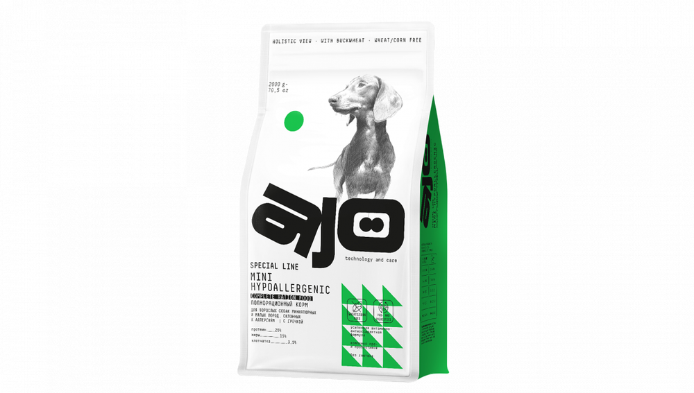 AJO Dog Mini Hypoallergenic для собак малых пород, склонных к аллер. 12 кг