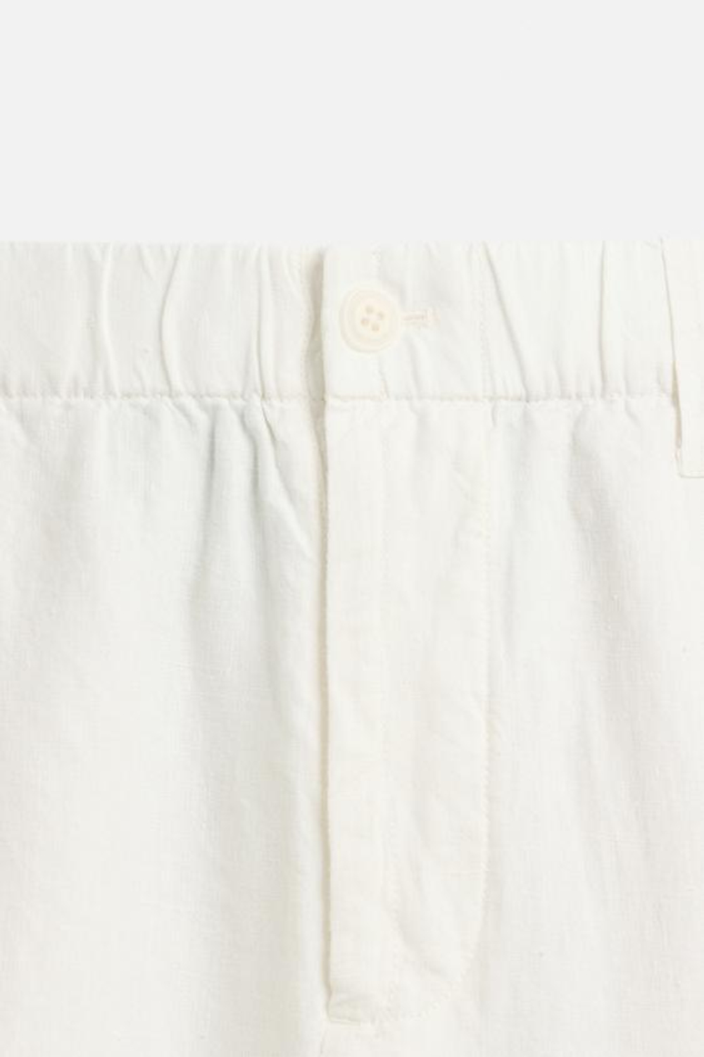 ZARA БРЮКИ СВОБОДНОГО КРОЯ ИЗ 100% КОНОПЛИ, ЖЕЛТОВАТО-БЕЛЫЙ