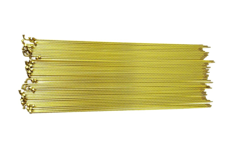 Спица 246 мм x 14G , с ниппелем в цвет спицы, стальная, золотистая (144)