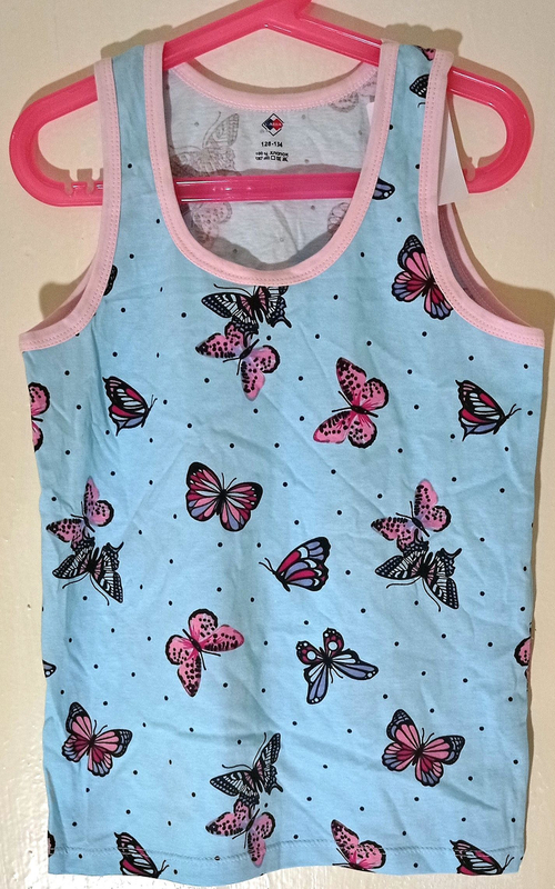 Майка для девочки 8-9 лет, цвет голубой с рисунком