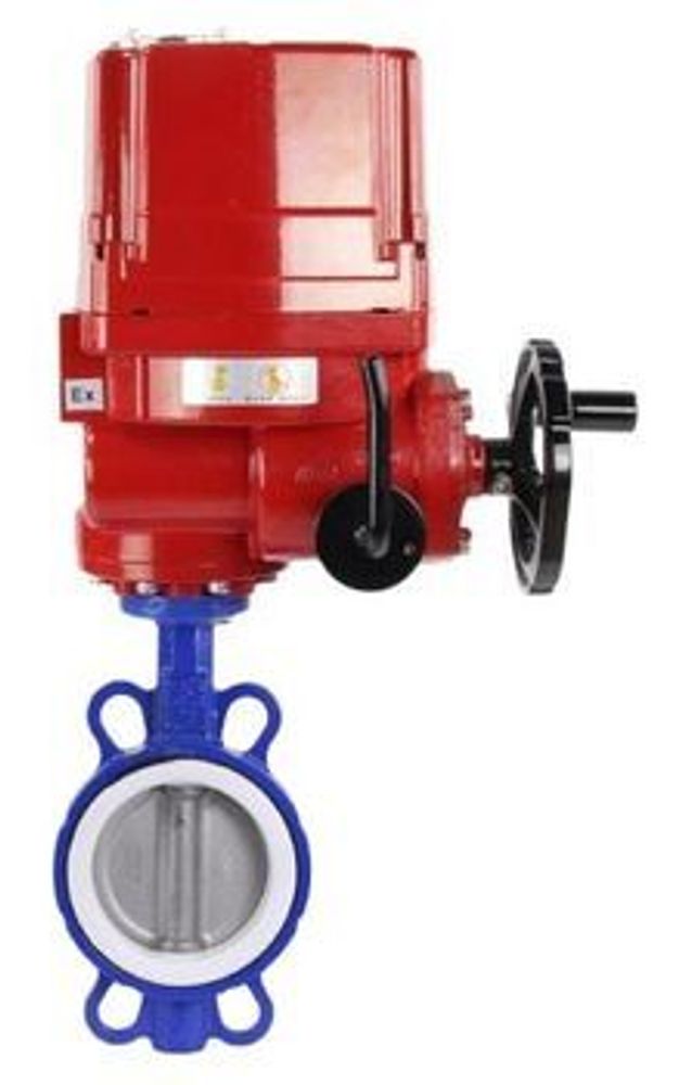 Water Butterfly Valve Elephant wcb-316l-ptfe-elephant-ex-110/220, body material - carbon steel WCB, disk material - stainless steel AISI 316L, seal - PTFE, electric actuator operated