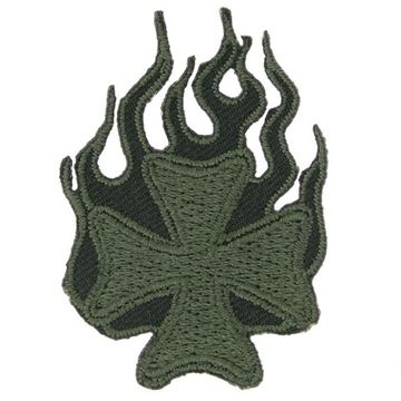 Нашивка Крест в огне 35х50 (зеленый)