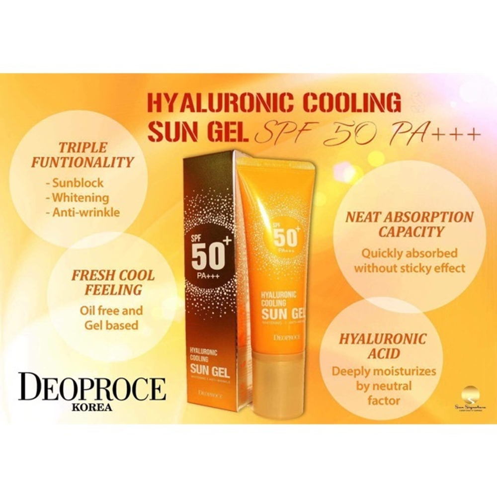 Deoproce. Солнцезащитный гель с гиалуроновой кислотой Hyaluronic Cooling Sun Gel SPF50+/PA+++