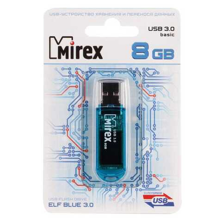 USB Флешка 8GB Mirex Elf, USB 3.0, синяя