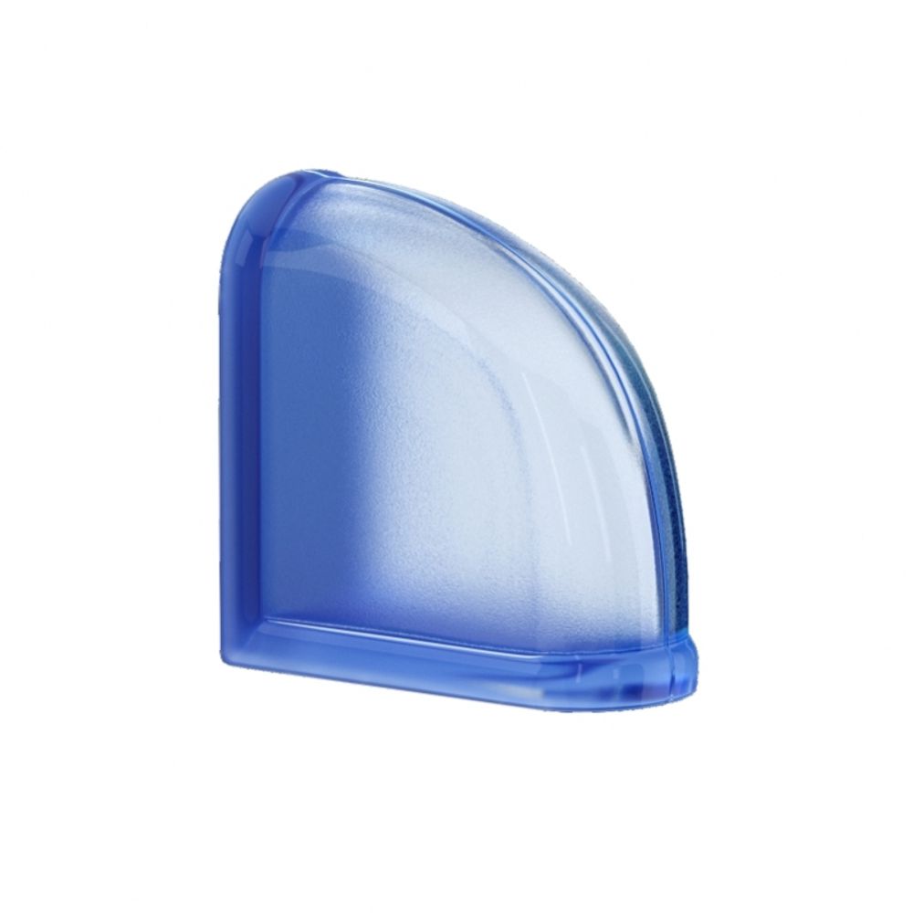 Завершающий стеклоблок синий Mini Classic 14.6x14.6x8 см.