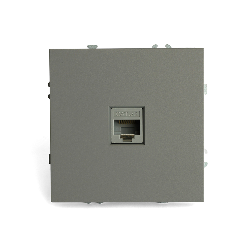 Розетка компьютерная 1-местная RJ-45 (механизм), STEKKER, серия Эмили, RST00-5117-10, платиново-серый, soft touch 49951