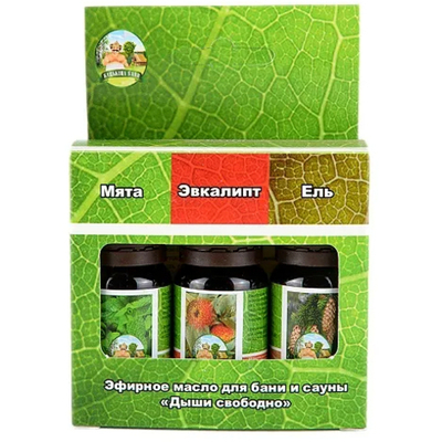 Набор эфирных масел ТМ «Бацькина баня», «Дыши свободно»(Мята, Эвкалипта, Ель)