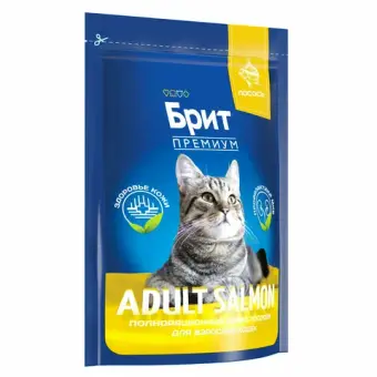 Сухой корм для взрослых кошек BRIT PREMIUM с лососем "Cat Adult Salmon", 2кг